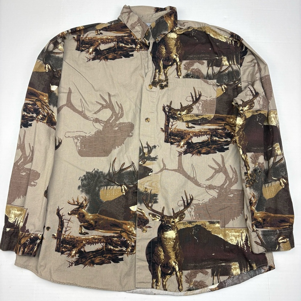 Michael Austin Rugged Wear Men XL Shirt Deer Elk Button Up Hunting Outdoors Hunt